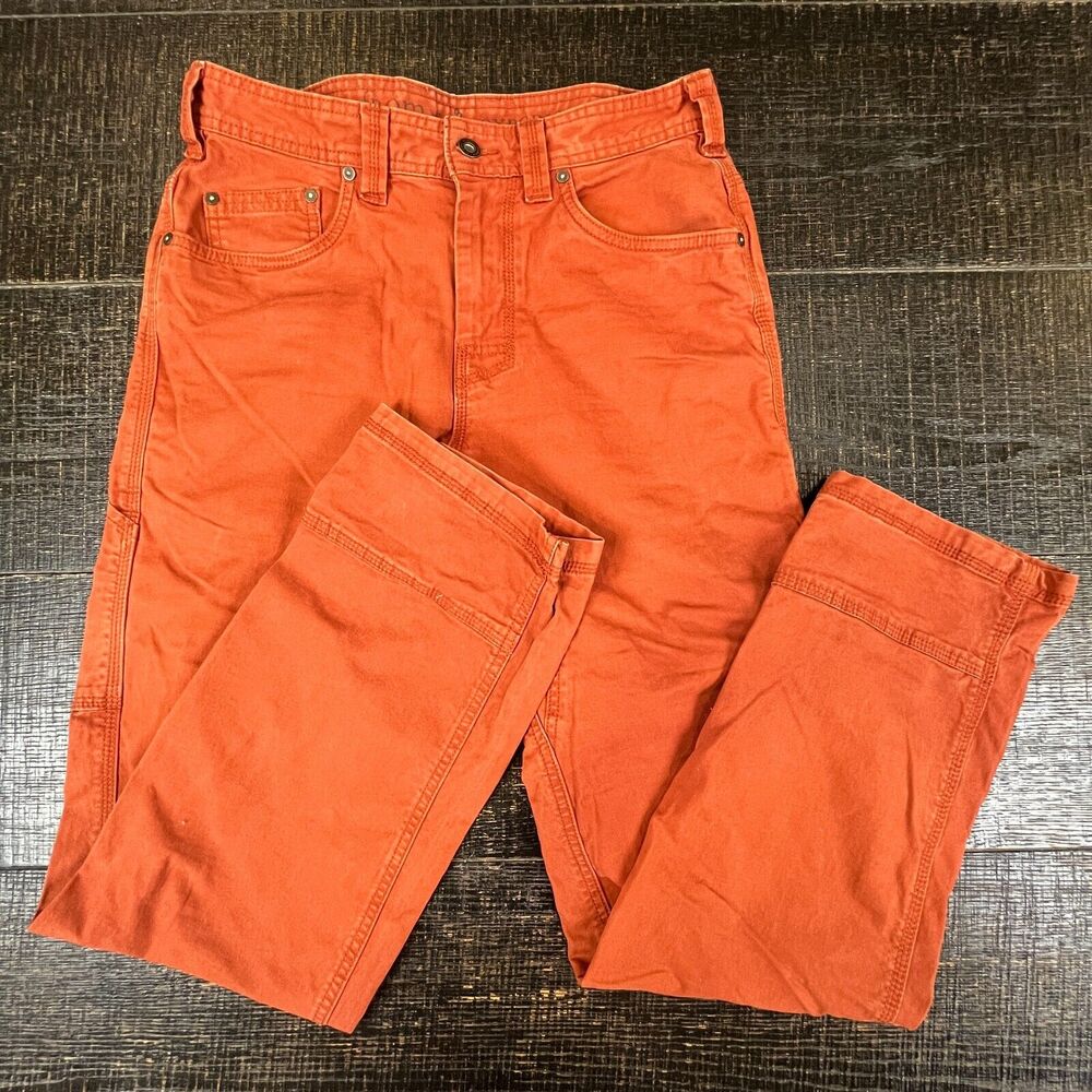 prAna Stretch Organic Cotton Orange Denim Jeans Canvas Women's Size W30 L32